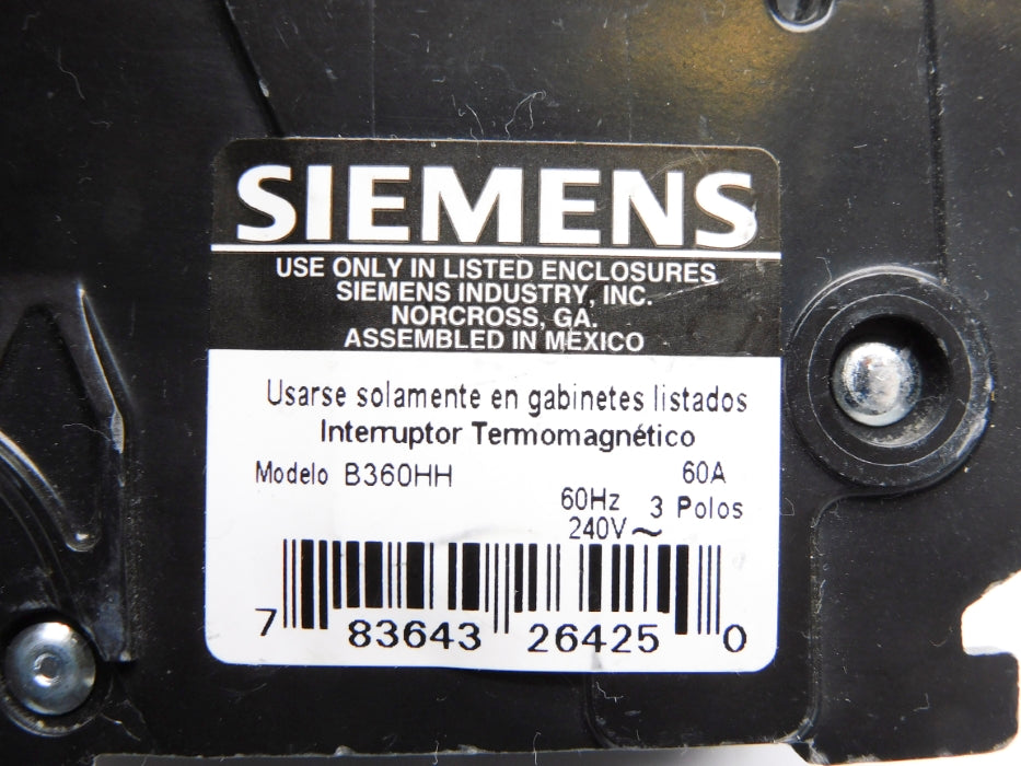 SIEMENS B360HH 60A 240V UNMP