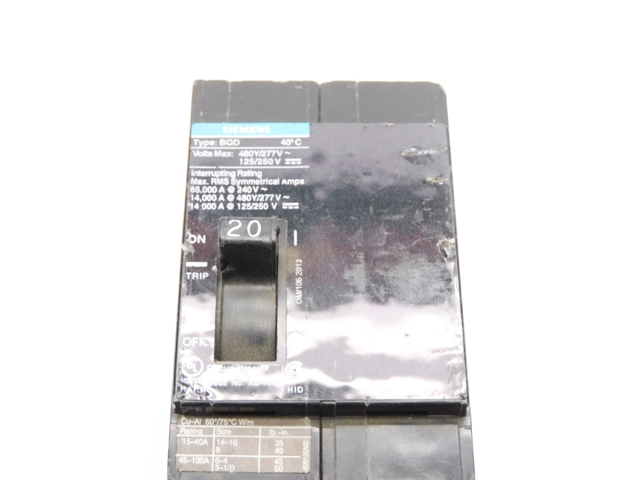 SIEMENS BQD220BP 20A 480/277V UNMP