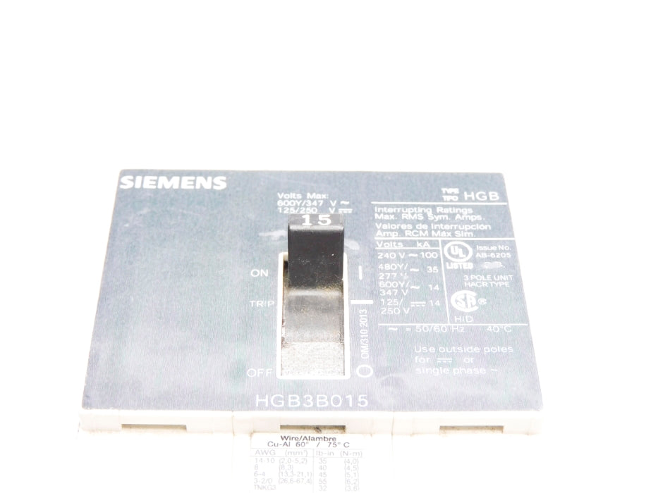 SIEMENS HGB3B015B 15A 600/347V UNMP