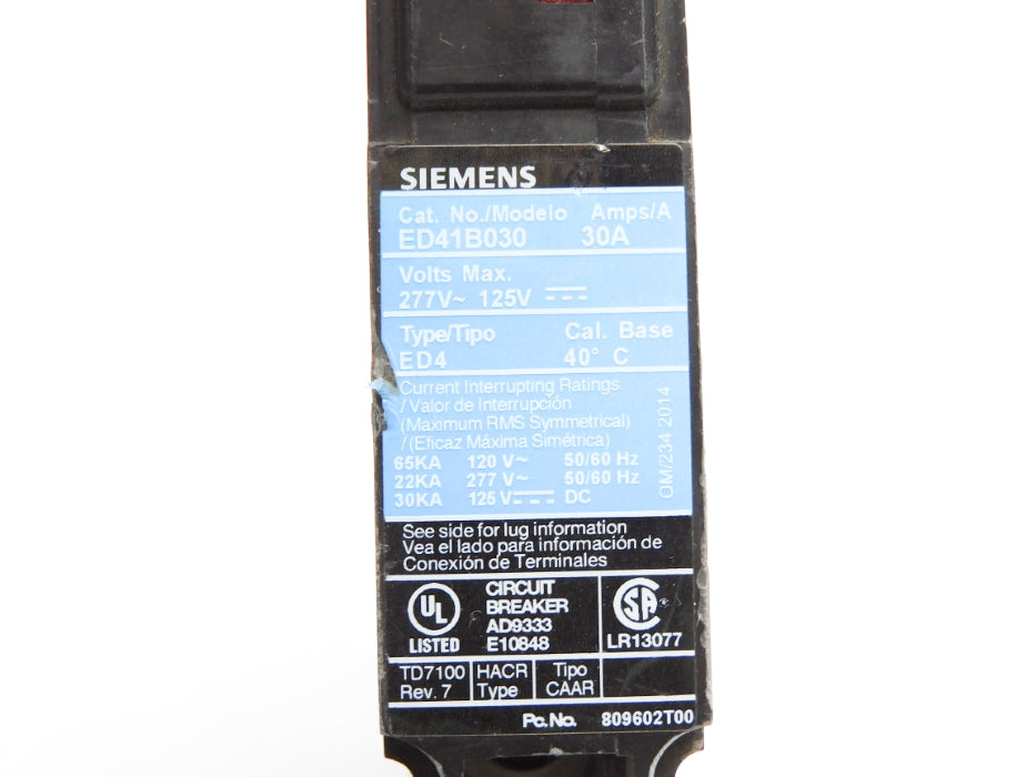SIEMENS ED41B030 30A 277V UNMP