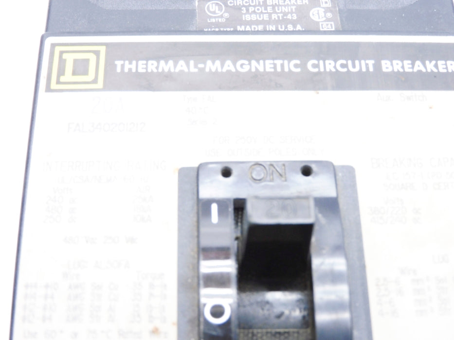 SQUARE D FAL340201212 20A 480V (GREY) UNMP