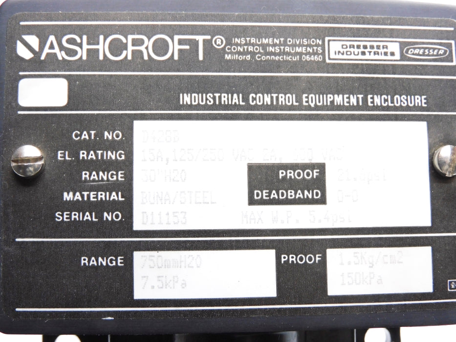 ASHCROFT D428B 30"H2O NSNP