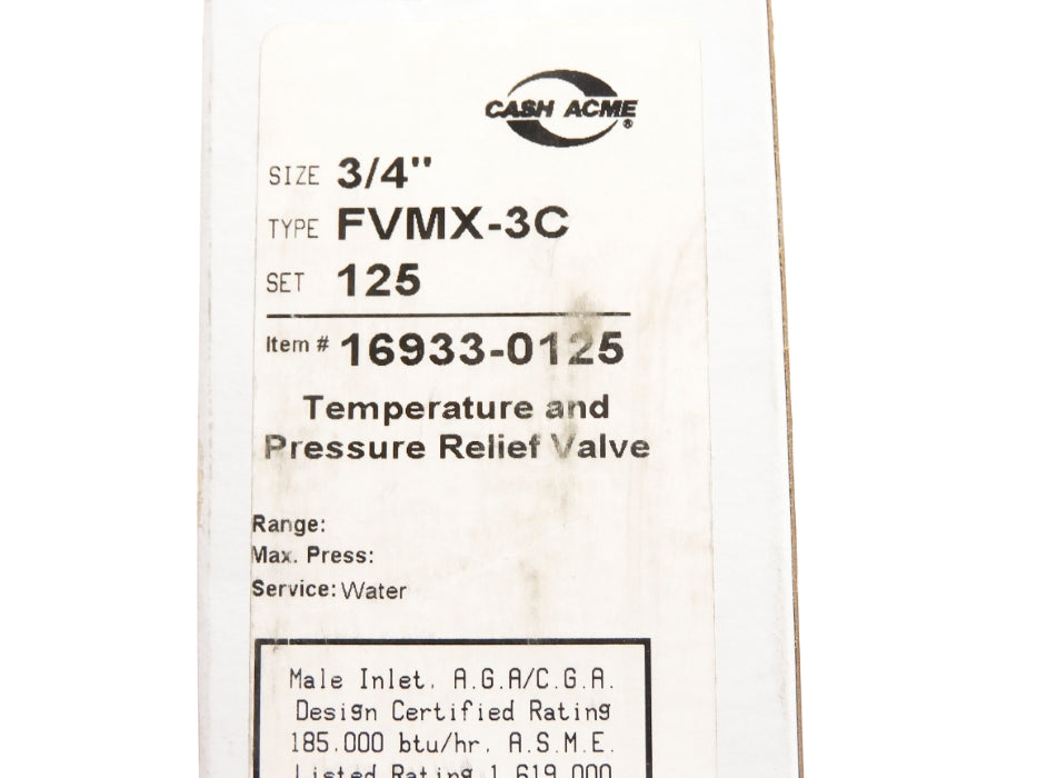 CASH ACME 16933-0125 FVMX-3C 125PSI NSMP