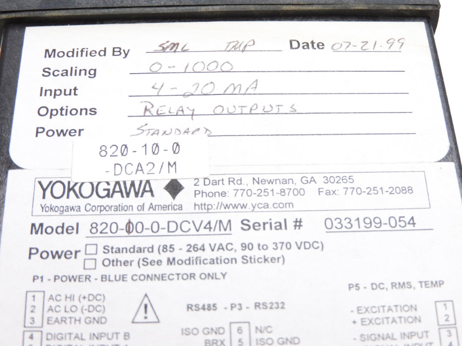 YOKOGAWA 820-10-0-DCA2/M NSNP