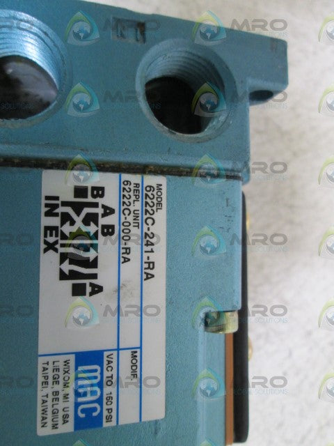 MAC SOLENOID VALVE 6222C-241-RA *USED*