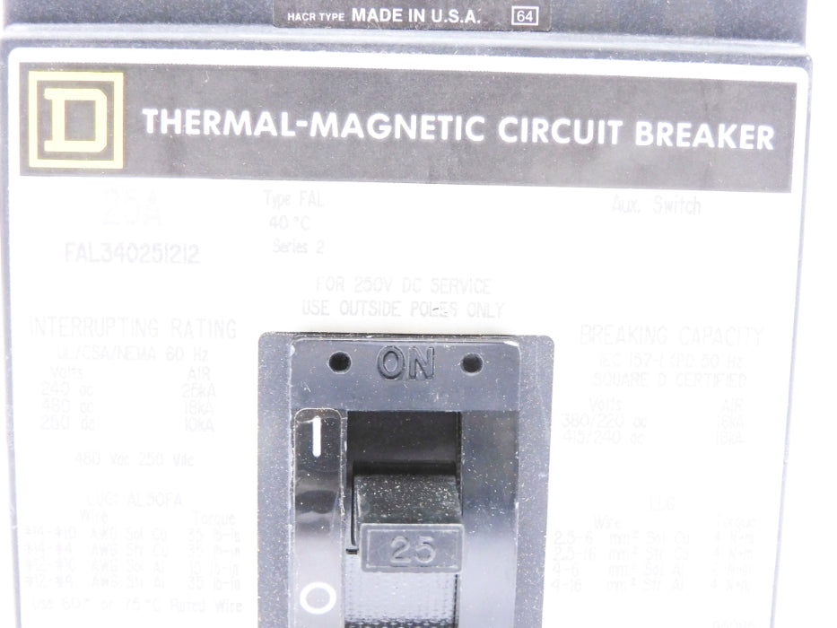 SQUARE D FAL340251212 25A 480VAC (GREY) UNMP