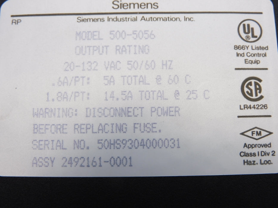 TEXAS INSTRUMENTS 500-5056 20-132VAC 14.5A UNMP