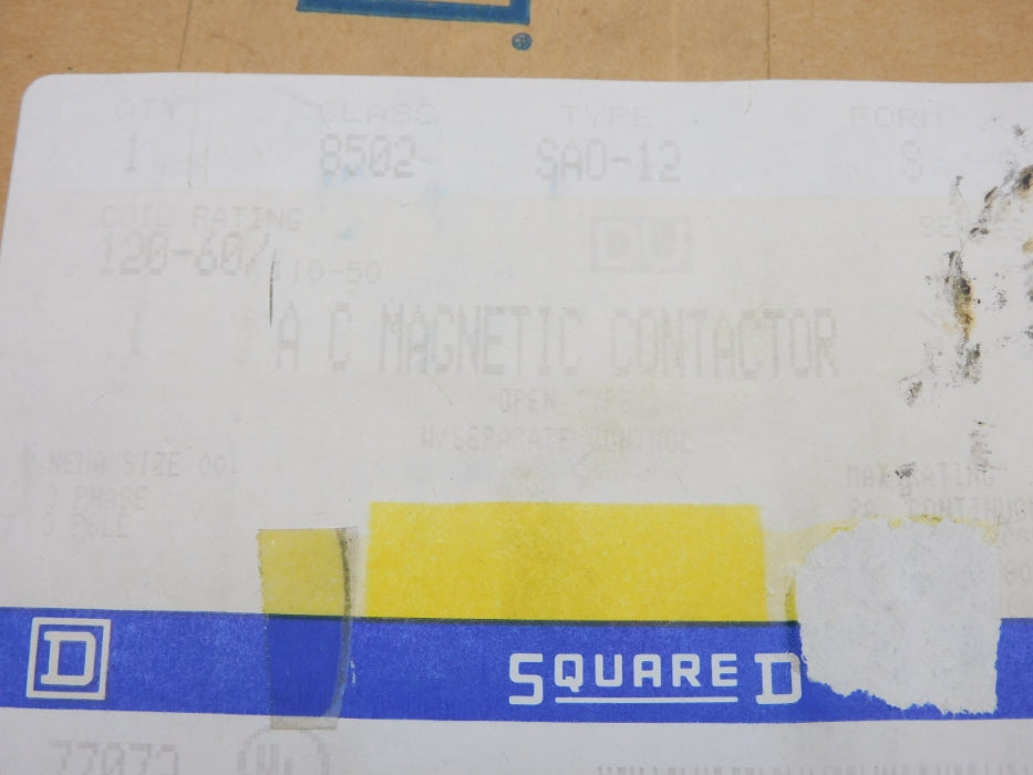 SQUARE D 8502SA012S SER. B 120-60/110-50 NSFS