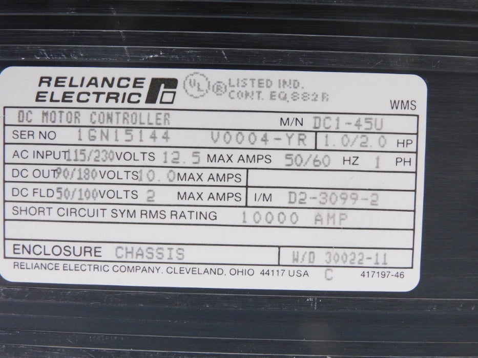 RELIANCE ELECTRIC DC1-45U UNMP