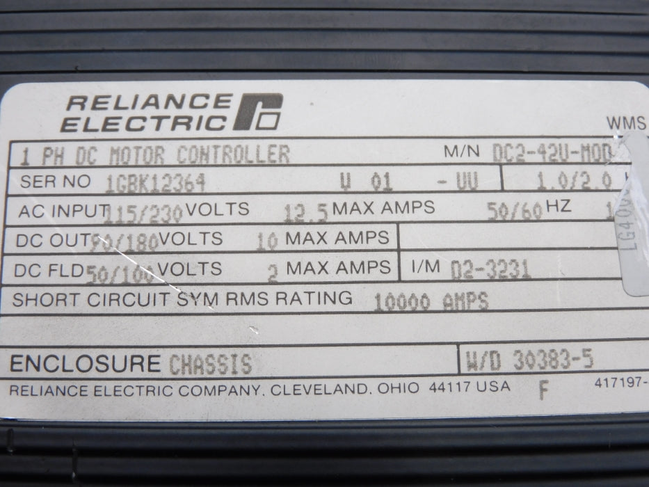 RELIANCE ELECTRIC DC2-42U-MO REMAN