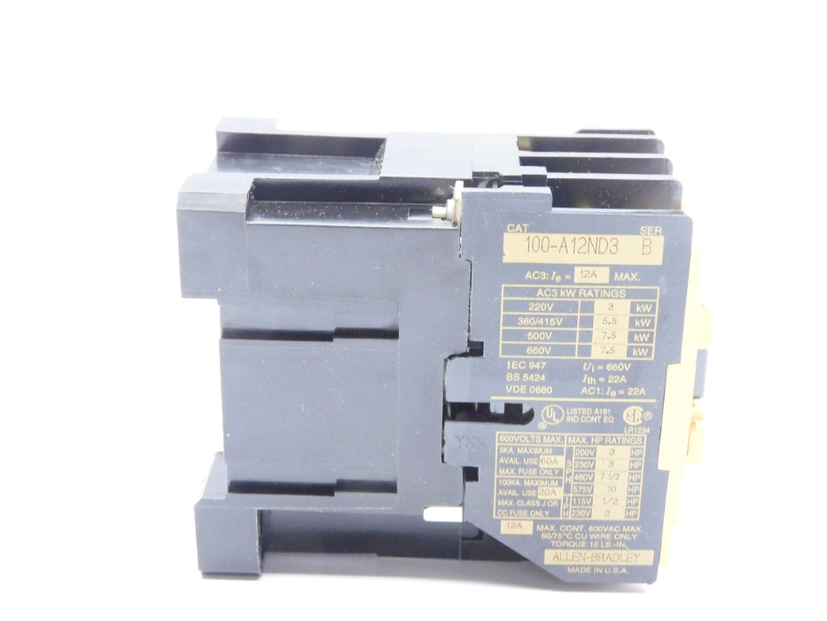 ALLEN BRADLEY 100-A12ND3 SER. B 120/110V (BK/YL) NSMP