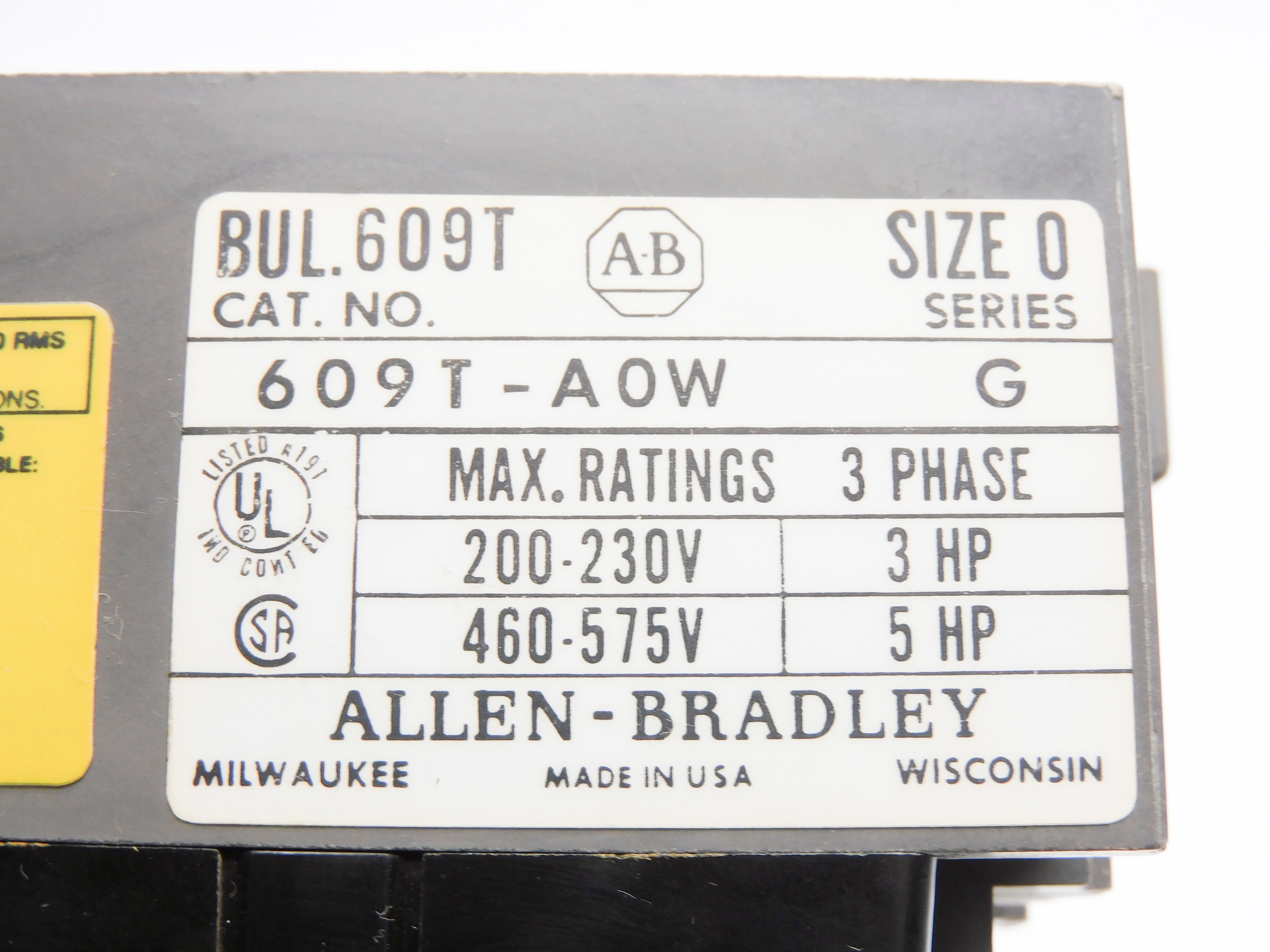 ALLEN BRADLEY 609T-AOW SER. G UNMP