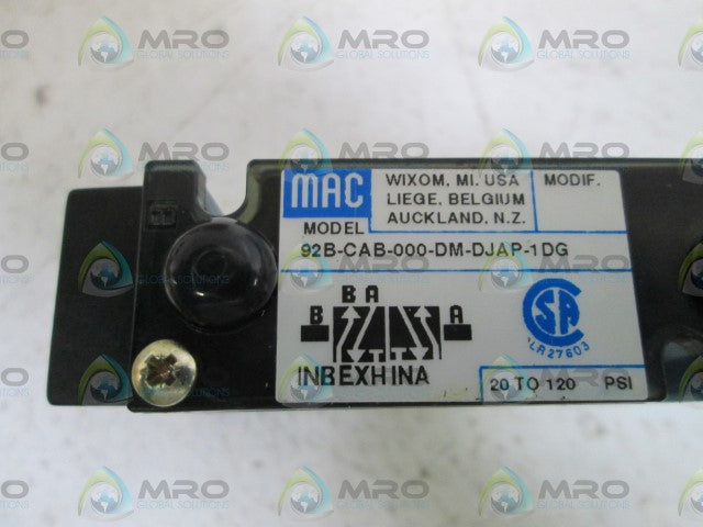 MAC VALVE 92B-CAB-000-DM-DJAP-1DG *NEW NO BOX*
