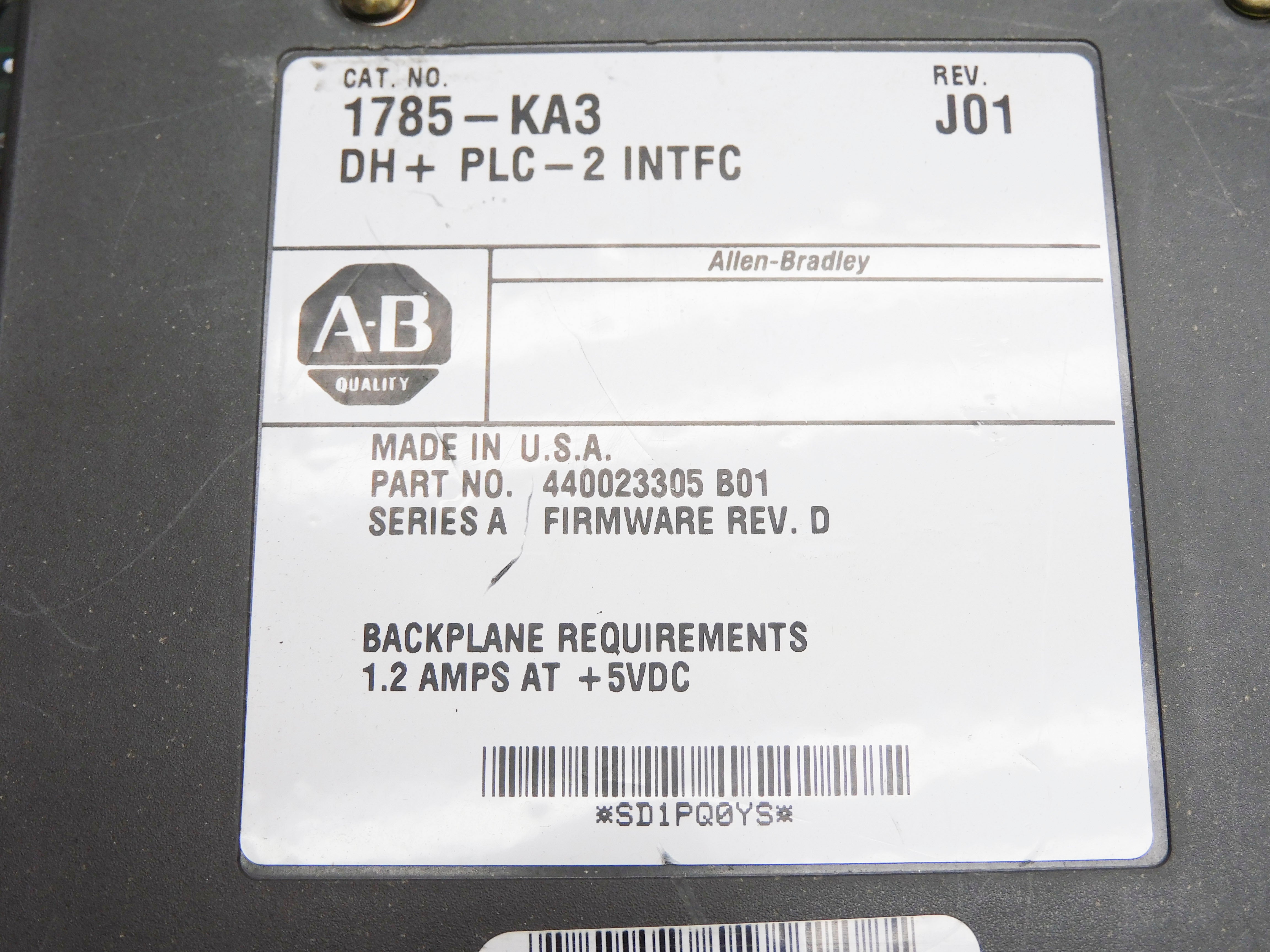 ALLEN BRADLEY 1785-KA3 SER. A F/W D UNMP