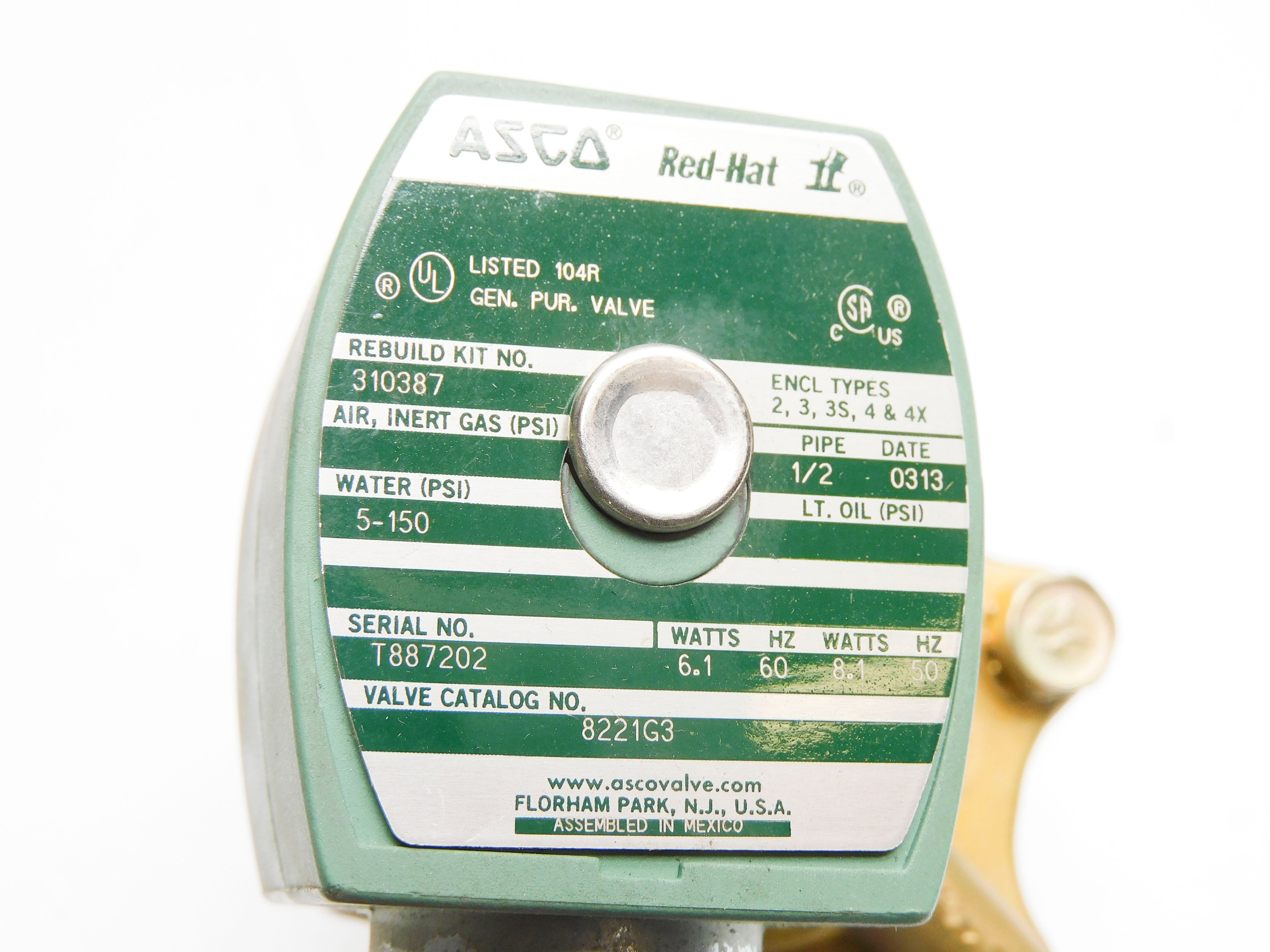 ASCO 8221G3 120/60 110/50 0-150PSI UNMP