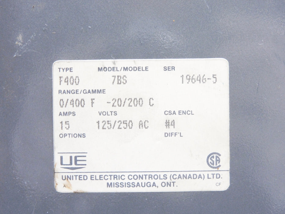 UNITED ELECTRIC F400-7BS NSNP