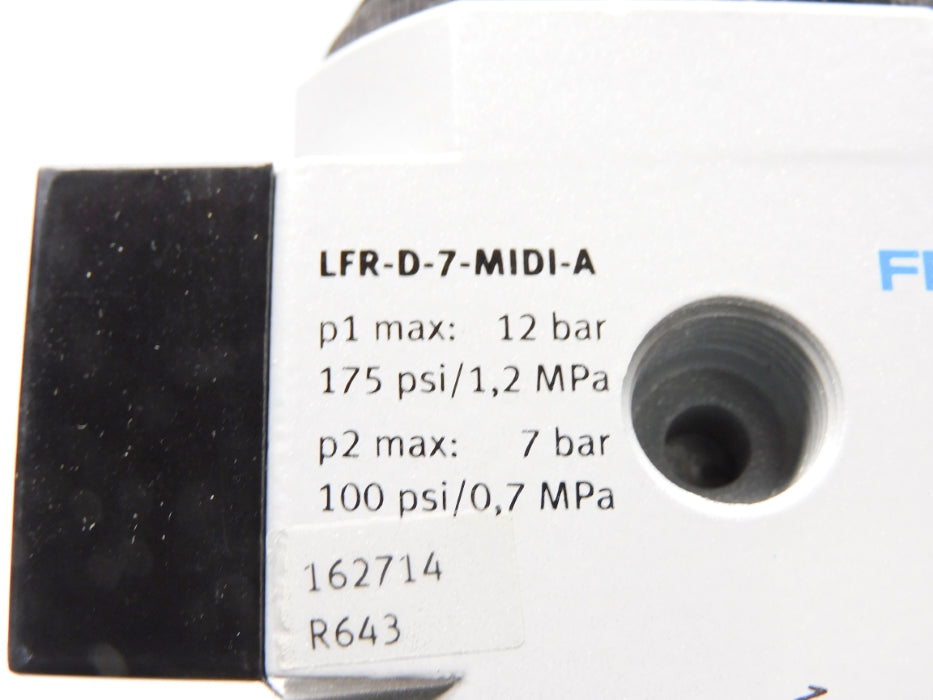FESTO LFR-1/2-D-7-MIDI-A 162714 SER. R643 175PSI NSNP