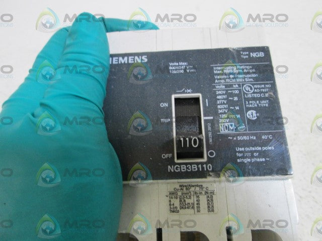 SIEMENS CIRCUIT BREAKER 110A NGB3B110 *NEW NO BOX*