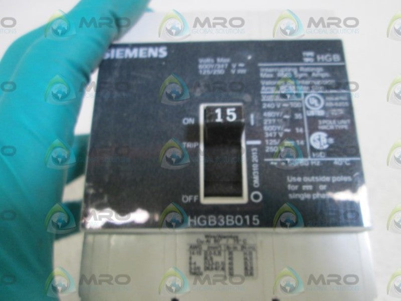 SIEMENS CIRCUIT BREAKER 15A HGB3B015 *NEW NO BOX*