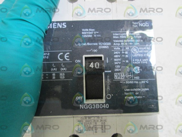 SIEMENS CIRCUIT BREAKER 40A NGG3B040 *NEW NO BOX*