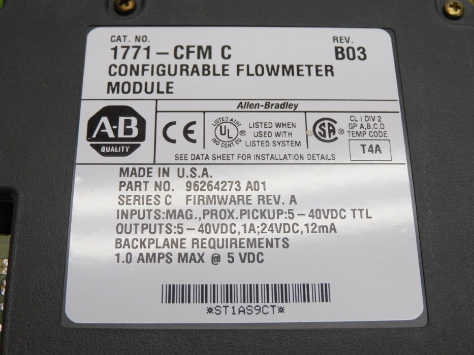 ALLEN BRADLEY 1771-CFM SER. C F/W A UNMP