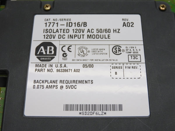 ALLEN BRADLEY 1771-ID16 SER. B (120VAC/DC) UNMP