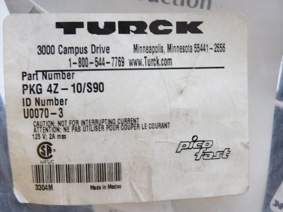 TURCK PKG4Z-10/S90 U0070-3 125V 2A NSMP