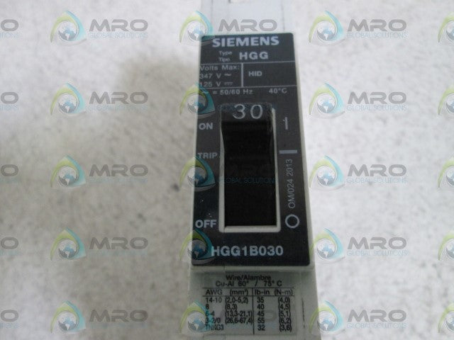 SIEMENS CIRCUIT BREAKER 30A HGG1B030 *NEW NO BOX*