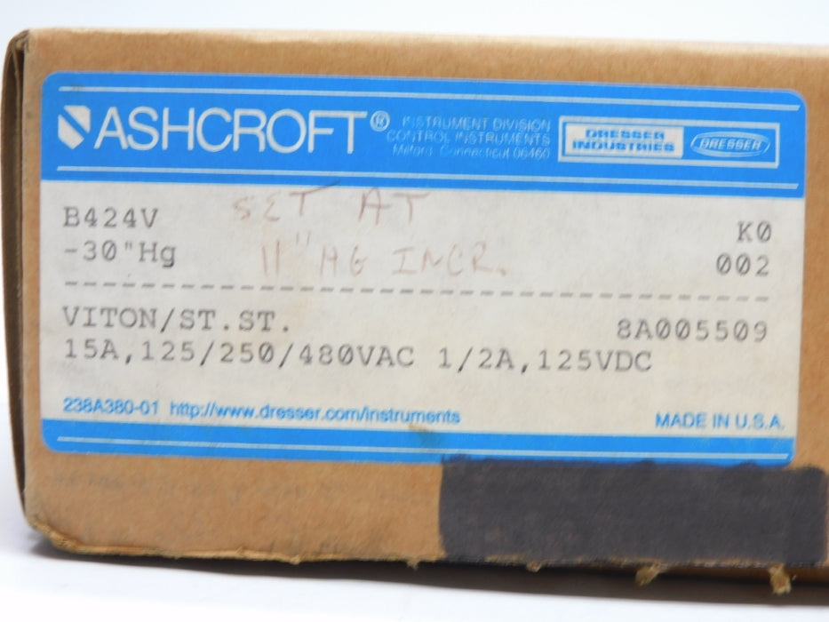ASHCROFT B424V -30"HG 500PSI NSMP