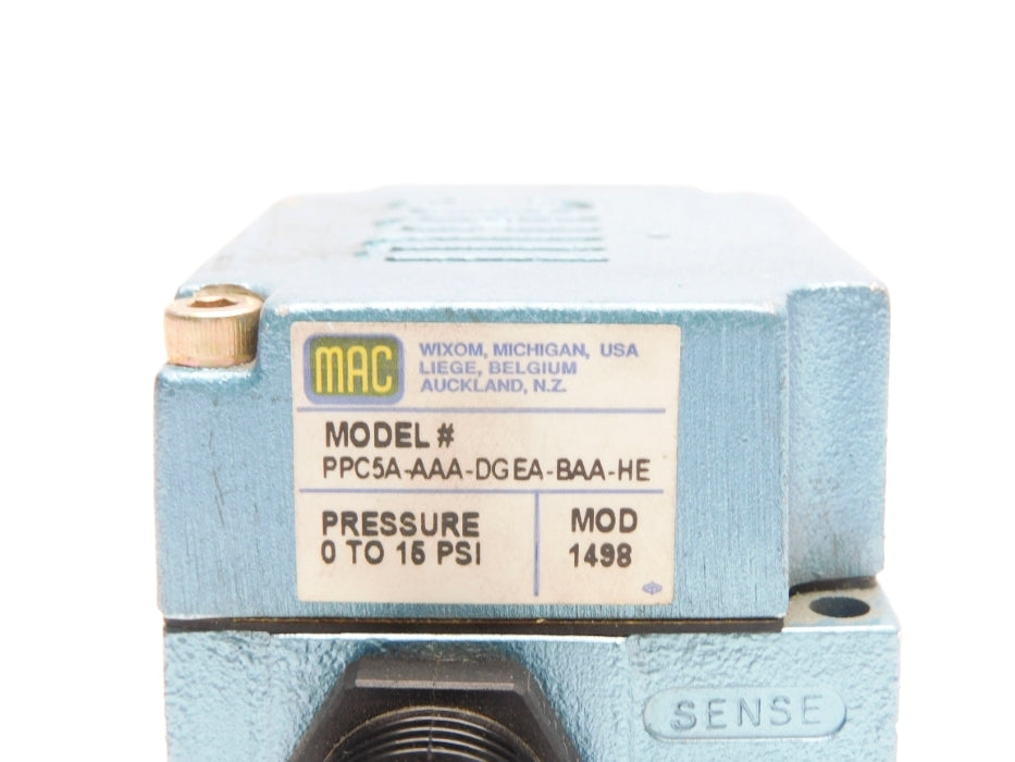 MAC PPC5A-AAA-DGEA-BAA-HE 18-28VDC 0-15PSI UNMP