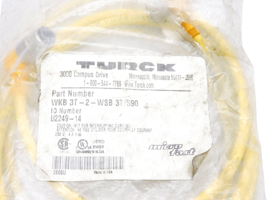 TURCK WKB3T-2-WSB3T/S90 U2249-14 NSMP