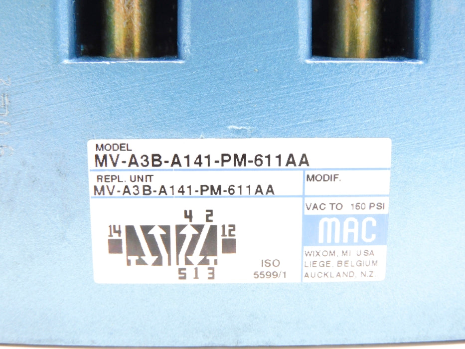 MAC MV-A3B-A141-PM-611AA 24VDC 25-150PSI UNMP