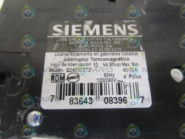 SIEMENS Q24030CT2 CIRCUIT BREAKER 40-30A *NEW NO BOX*
