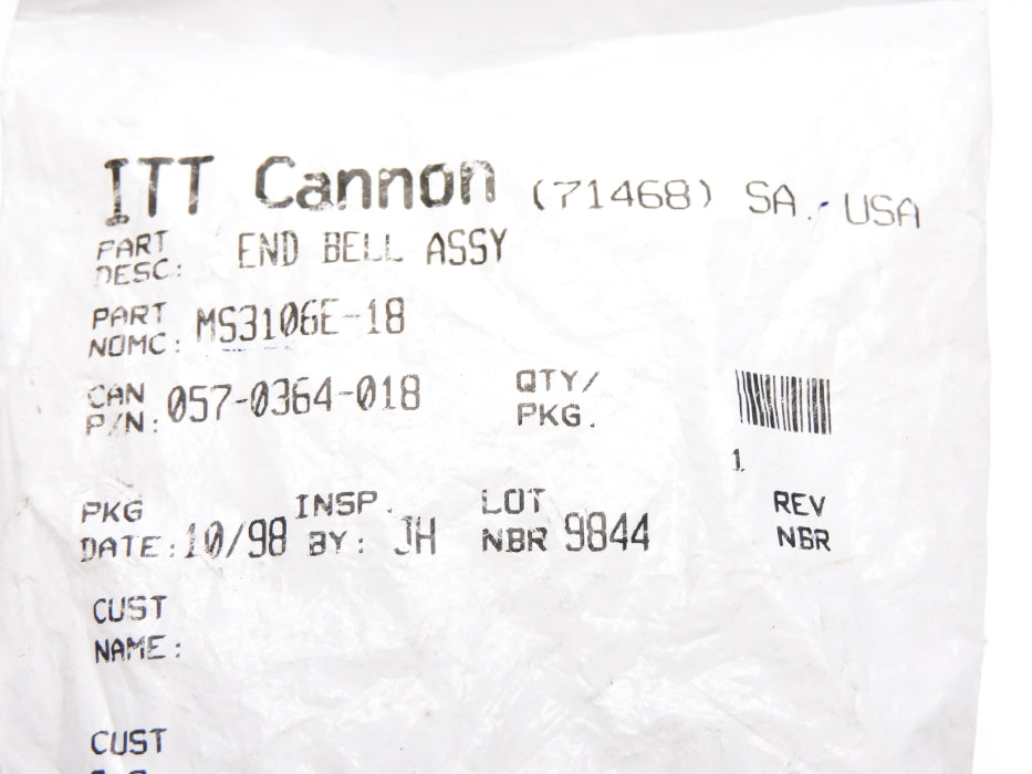 ITT CANNON MS3106E-18 057-0364-018 NSMP