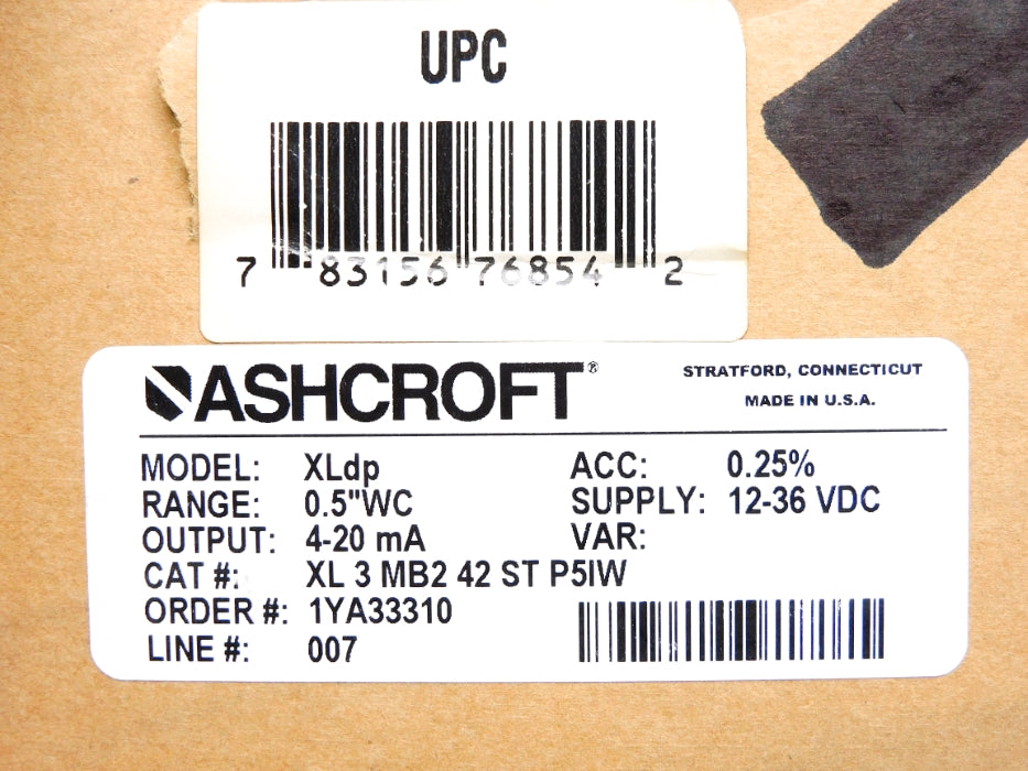 ASHCROFT XLDP XL3MB242STP5IW 0.5"WC NSMP