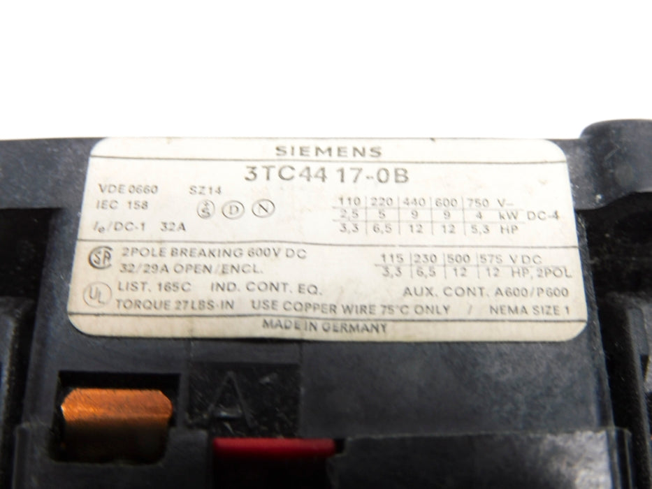 SIEMENS 3TC4417-0B 380/400V UNMP