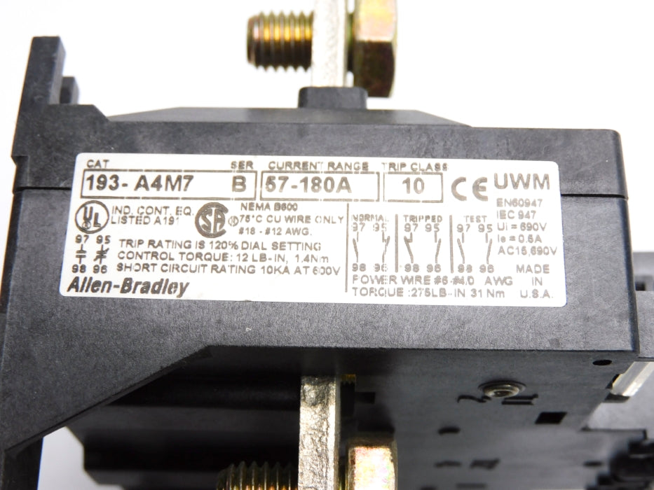 ALLEN BRADLEY 193-A4M7 SER. B 690V 57-180A NSNP