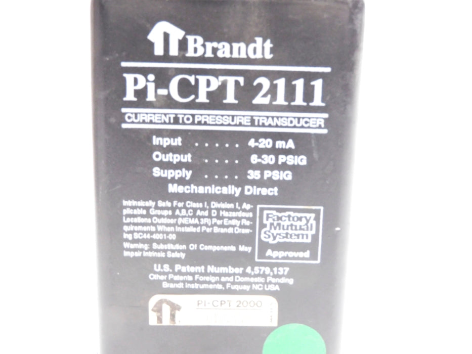 BRANDT PI-CPT2111 35PSIG UNMP