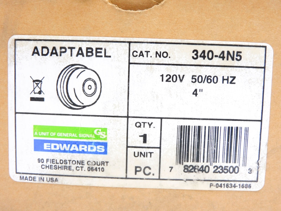 EDWARDS SIGNALING 340-4N5 120V 0.07A 4" NSMP