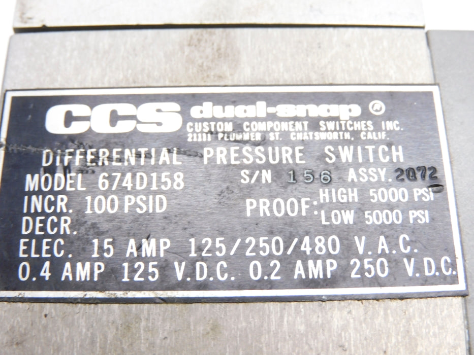 CCS 674D158 100PSID UNMP
