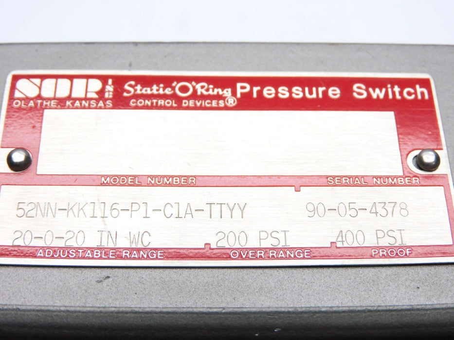 SOR 52NN-KK116-P1-C1A-TTYY 20-0-20"WC 200PSI UNMP