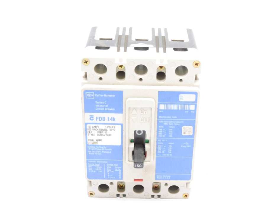 CUTLER HAMMER FDB3150 SER. C 150A 600VAC NSNP