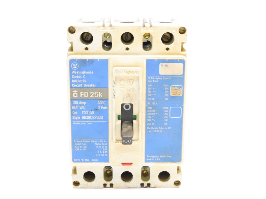 WESTINGHOUSE FD3100 SER. C 100A 600VAC UNMP