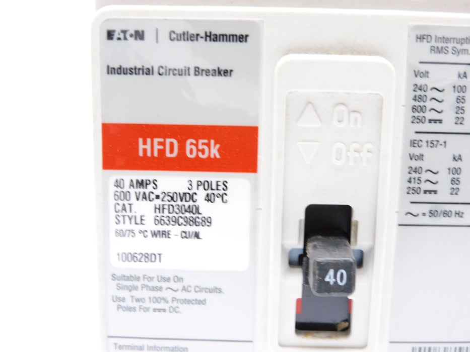 CUTLER HAMMER HFD3040L SER. C 40A 600VAC (AS PICTURED) NSMP
