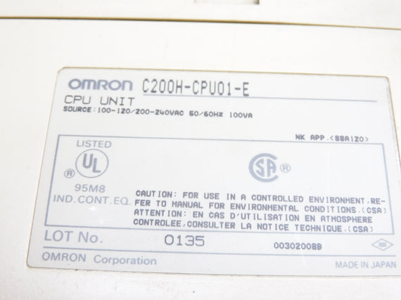 OMRON C200H-CPU01-E UNMP