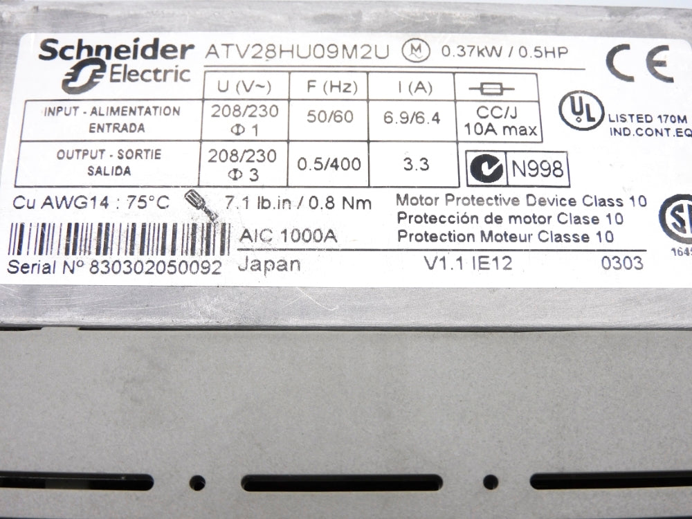 SCHNEIDER ELECTRIC ATV28HU09M2U UNMP