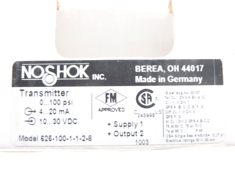 NOSHOK 625-100-1-1-2-8 0-100PSI NSMP