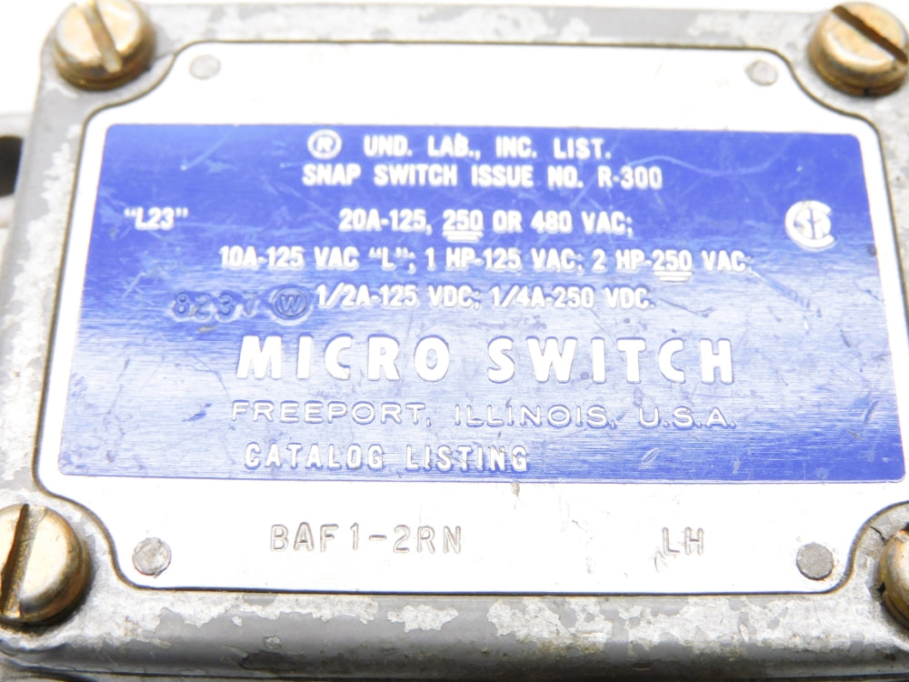 MICRO SWITCH BAF1-2RN-LH 480VAC 20A (GREY) UNMP