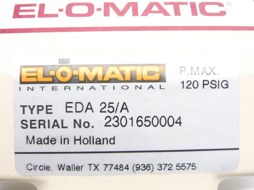 EL-O-MATIC EDA25/A SS-44XLS6-E25DF-N10 120PSIG NSNP