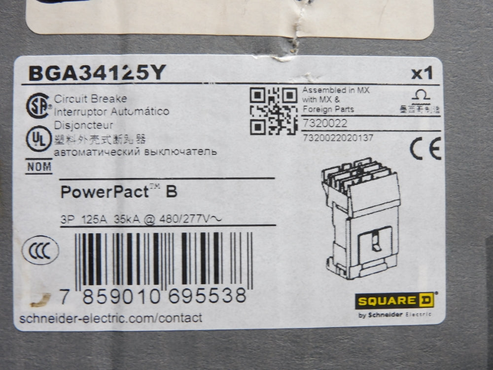 SQUARE D BGA34125Y 125A 277V NSMP